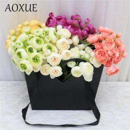Fleurs décoratives aoxue 1 pc kraft papier sac diy bac fleuri cadeau bouquet boutique fournitures de mariage décoration artificielle faux artificiel