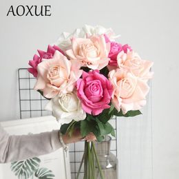 Decoratieve bloemen aoxue lijm hydraterend gevoel rozen simulatie zijden bloem huis woonkamer decoratie bruiloft weg lood muur nep