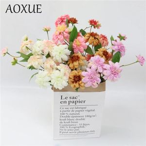 Decoratieve bloemen Aoxue Silk 7 Heads Dahlia 10 Colors Simulation Fake Flower Home Living Room Garden Wedding El Decoratie kunstmatig