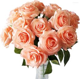 Fleurs décoratives ABRICOT Rose Fraîche Artificielle Real Touch Décorations Pour La Maison Pour La Fête De Mariage Anniversaire Saint Valentin Cadeau
