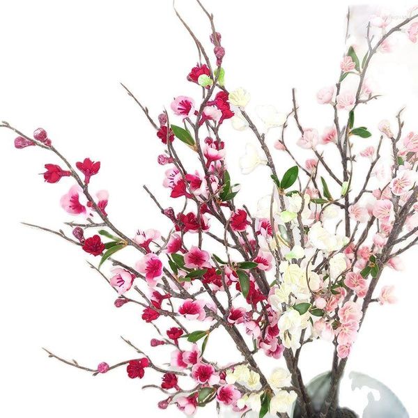 Fleurs décoratives arrivée un bouquet de fleurs de prunier 5 branches / pièce artificielle fleur de pêche hivernale pour centres de table de mariage déco florale