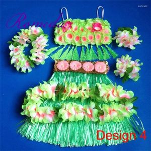 Fleurs décoratives est arrivée Hawaiian Hula Grass Jirt Lei Set Headswear Collier Bracelet Garland Leis Party Decoration