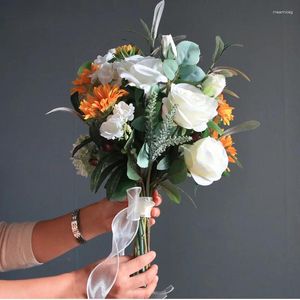 Bouquet de tournesol artificiel décoratif, Simulation de fleurs hybrides, accessoire de fête de mariage, cadeau pour ami, Festival