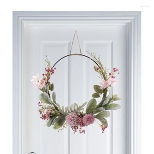 Decoratieve bloemen Kunstmatige bloemenkrans Bloemenkransen Garland voor deuren en muur Roze paarse orchidee hoepel Bruiloftsdecoraties Thuis