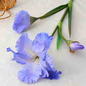 Fleurs décoratives iris artificiels fleur branche de soie fausse belle arrangements floraux réalisants décoration de table d'accueil de mariage printanier