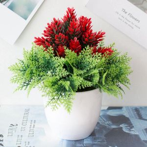 Decoratieve bloemen kunstmatige plant creatieve mini ball sakura sneeuw plastic potten gras bonsai kleine boom huisdecoratie bloem ornament