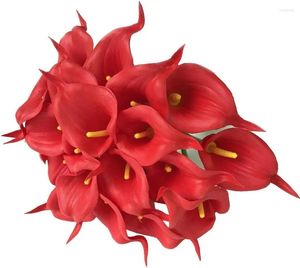 Fleurs décoratives artificielles 31pcs fleur calla lily réel contact avec la décoration à la maison