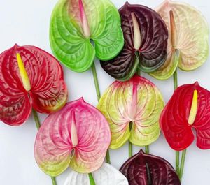 Flores decorativas Artificial 3D Impreso Anthurium Flamenco Boda Etapa Camino Guía Arreglo floral Ventana de plástico Pantalla