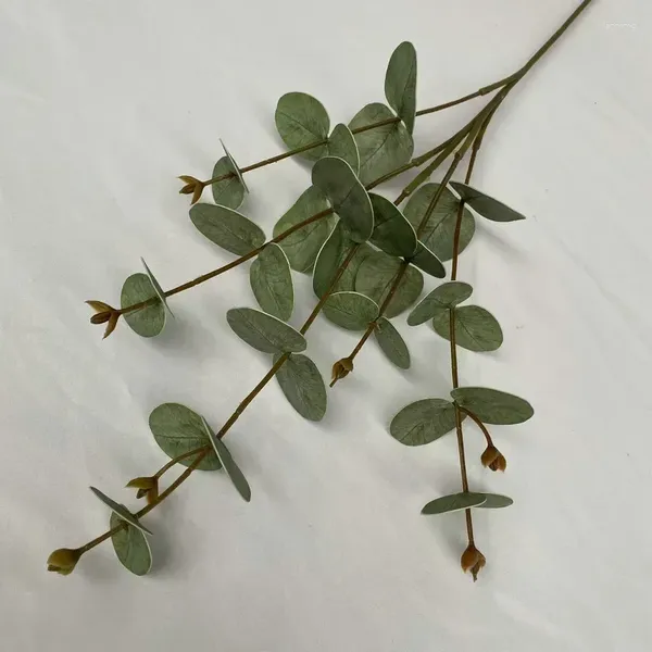 Fleurs décoratives artificielles 3D imprimées eucalyptus argent feuille de mariage arrangement de fête de mariage maison décoration de jardin vert feuilles de plante simulée