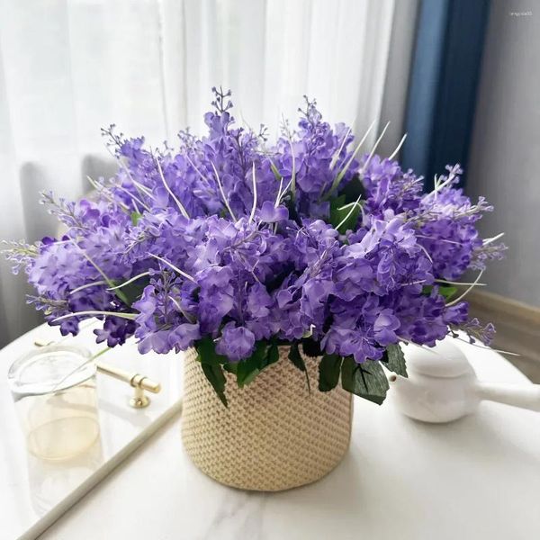 Fleurs décoratives artificielles, 5 fourchettes, jacinthe en soie, plantes en pot, vignes pour décoration de mariage, décoration de noël, jardin de maison