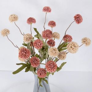 Fleurs décoratives artificielles 5 paillis de tête fausse fleur une petite boule épine hydrangea plante de simulation blanche pour décoration de mariage à la maison