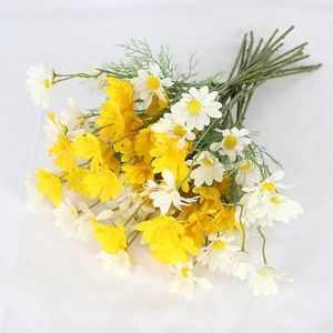 Fleurs décoratives artificielles 51cm 5 têtes de soleil fleur de soleil colorée petite marguerite en soie décoration jardin de jardin chrysanthemum mariage bricolage fête