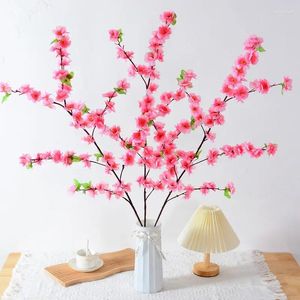 Fleurs décoratives artificielles à 6 volets pêche de pêche branche ornement mariage el silk tissu décoration fleur cerise