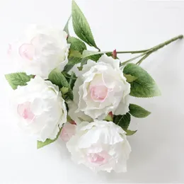 Decorative Flowers Artificial 7 Head Peony Rose Bunch Silk Flower Bridal Hand Bouquet Wedding Decor Fake Home Decoration Party Event Floral