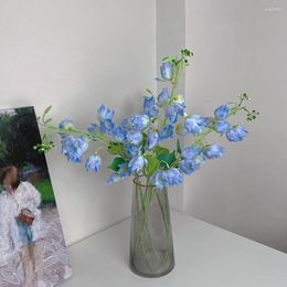 Decoratieve bloemen kunstmatig 83cm campanula bel bloem blauw flocking flowerbranch voor bruiloft thuis bloemen tafel decor hyacint zijden flowe