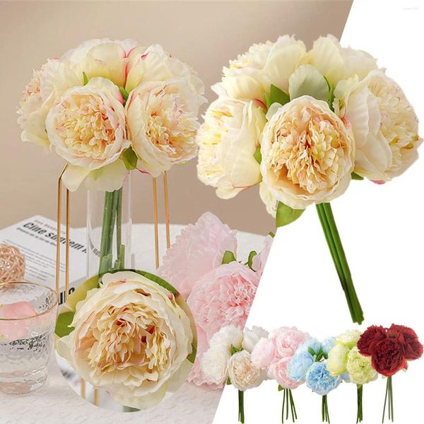 Fleurs décoratives artificielles et Vase, Simulation de fleurs, Bouquet de pivoines, plantes suspendues pour mariage