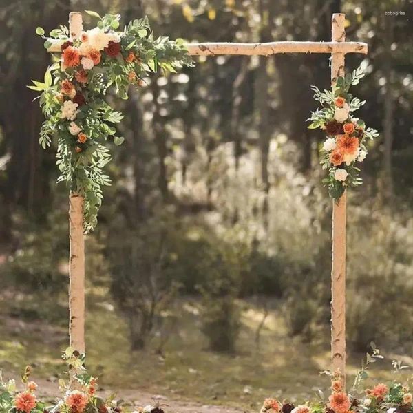 Flores decorativas Arco artificial Swag para Boho Bode Birthday Fiest Ceremony Flower Garlands Arreglo de recepción de retorno de telón de fondo P9P0