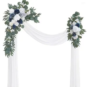 Flores decorativas Arco artificial gasa de cenefa con boda de gasa Bienvenida Flor de tres piezas Decoración de fiestas