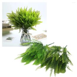 Flores decorativas Asparagus de hierba helecho planta de plástico verde de plástico al aire libre Ceremonía de decoración falsa f5n8