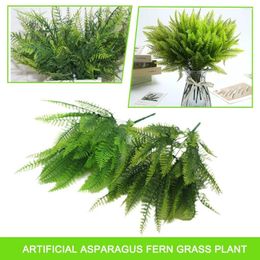Flores decorativas Asparagus Asparagus Grasina Planta de hierba verde Ceremonia de decoración de plástico para al aire libre We x6m6