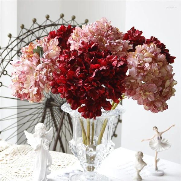 Fleurs décoratives Artificiel Automne Hortensia Bouquet Home Garden Party Decoration DIY DIY MARIAGE ARANGEMENTS DE FLORES DE MARIAGE POPS PO