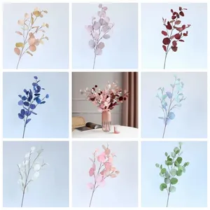 Flores decorativas planta de otoño artificial seda simulada diy de diy hojas de falso suave boda falsa