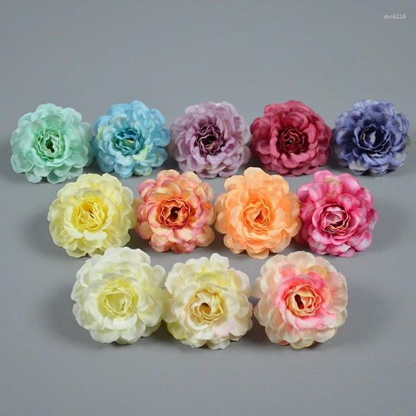 Fleurs décoratives artificielles azalée fleur tête pivoine Rose bricolage couronne de mariage guirlande décor à la maison florale 5 cm 12 couleurs 15 pièces