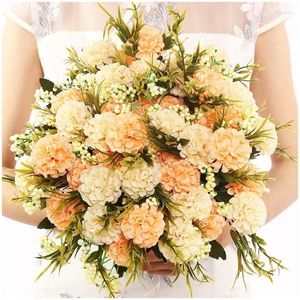 Fleurs décoratives Ball Artificiel Chrysanthemum Bouquet Silk Fake Green Plant Shopping Mall Decoration Simulation Chrysanthemums