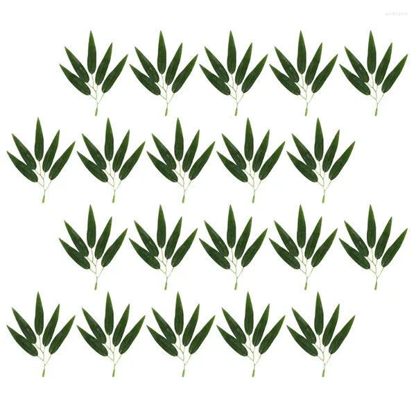 Fleurs décoratives de simulation de feuilles de bambou artificiel plante en plastique feuilles vertes de feuilles vertes pour les ornements de mariage décoration de bureau