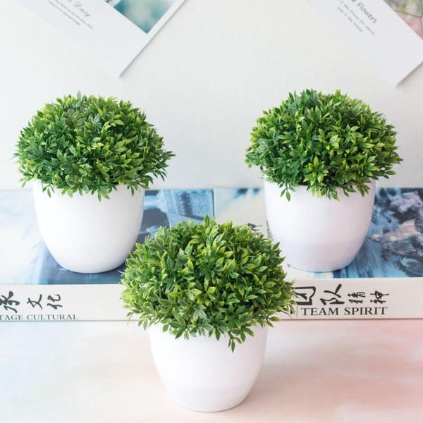 Fleurs décoratives feuille de bambou artificielle plante d'herbe Vintage en plastique en pot vert faux décor bureau El bricolage