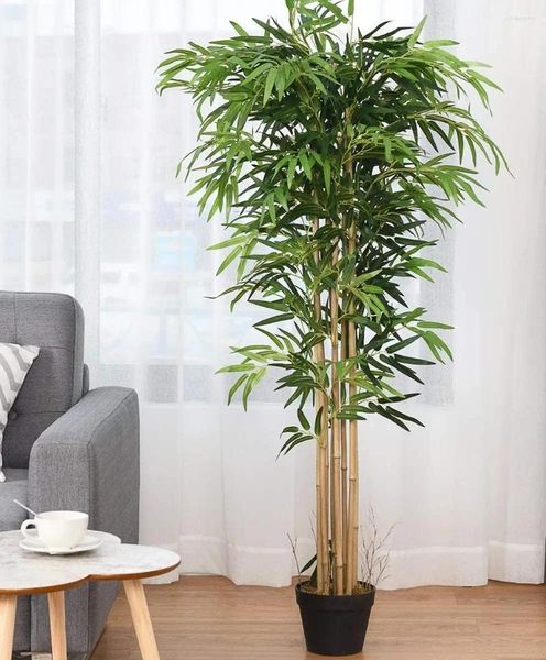 Fleurs décoratives arbre de bambou artificiel plantes de verdure dans un Pot de pépinière faux arbres pour le bureau à domicile 5 pieds de haut