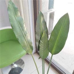 Fleurs décoratives feuille de bananier artificielle grande plante tropicale en plastique vert palmier pour jardin El bureau maison déco accessoire 2024303
