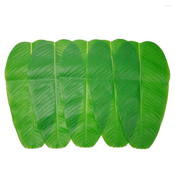 Flores decorativas Hojas de plátano artificial para la alfombra de mesa de 5 piezas de 5pcs de Luau Luau