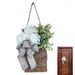 Decoratieve bloemen Kunstmatige mand Hydrangea Hanging en plant ornament decoraties voor thuisdeur Patio Graden Garden Decor