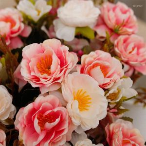 Fleurs décoratives artificielles beaux pivoines rouges en soie fausse bouquet rose bricolage DIY GARDE JARDIN ARGACTION DE NORI