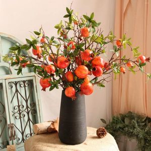 Decoratieve bloemen kunstmatige bessen stengels nepbloem rood 6 hoofden slinger feestje bruiloft woning decor diy ambachten simulatie granaatappel fruit