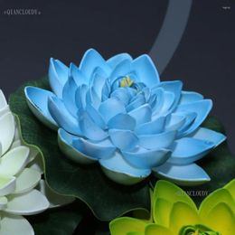 Fleurs décoratives artificielles bleues, fausse feuille de lys de Lotus, piscine d'eau, étang flottant, décoration de mariage, jardin 17CM B12