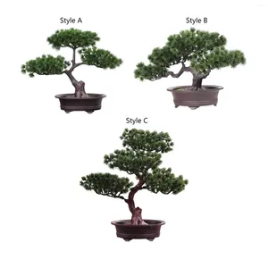 Fleurs décoratives Bonesaï Pine Tree Potted Plante Decoration Polyle