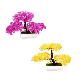Flores decorativas Artificial Bonsai Tree Plantas falsas Ornamento de plantas en macetas falsas para alféizar de ventana