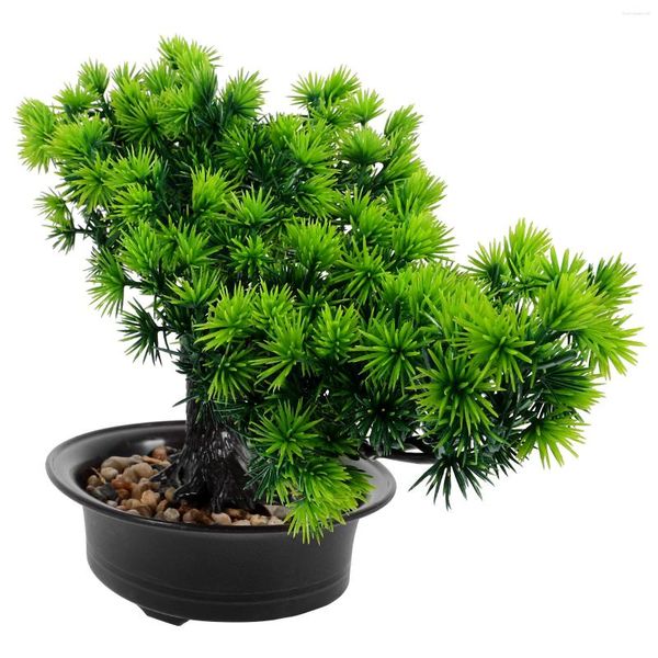 Fleurs décoratives bonsaï artificiel, plante réaliste, ornement de pin en pot