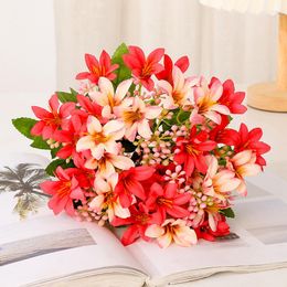 Decoratieve bloemen kunstboeket 32 cm lengte 18 hoofden zijde nep voor huwelijksceremonie woondecoratie tafel feestvaas