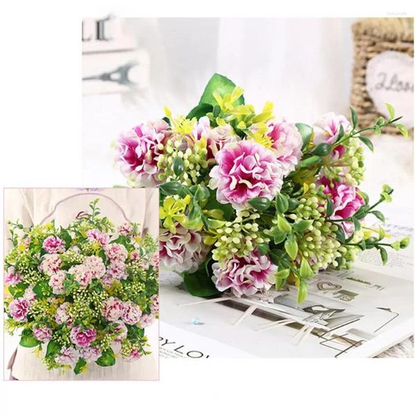 Fleurs décoratives bouquet artificiel élégant en soie chrysanthemum mini rose pour décoration de maison de mariage à faible entretien