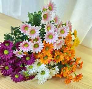 Bouquet de fleurs décoratives artificielles de tournesols, petites pâquerettes, décoration de mariage, de maison, chrysanthèmes sauvages, soie fraîche