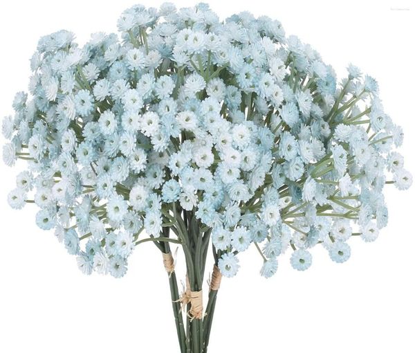 Dekorative Blumen, künstliche Blumensträuße, 12 Stück, gefälschte Gypsophila, blau, fühlen sich echt an, Stiele für Hochzeit, Grün, Mittelstücke, DIY