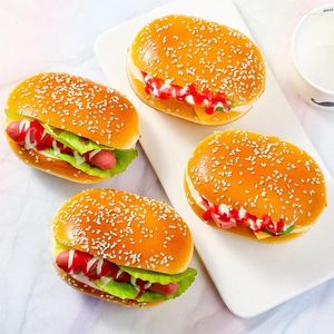 Decoratieve Bloemen Kunstmatige Brood Simulatie Voedsel Model Nep Hamburger Home Decor Cake Winkel Etalage Po Rekwisieten Grappige Sandwich Tafel