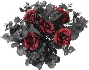 Arrangements de fleurs artificielles en vrac, pour artisanat, décoration de maison, gothique d'intérieur, fausses roses en plastique, toucher réel