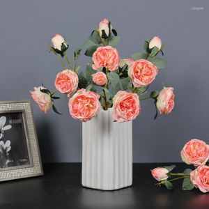 Decoratieve bloemen kunstmatige verbrande rand roos 3 retro kleur rozen imitatie gedroogd eeuwig