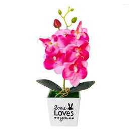 Flores decorativas mariposa mariposa orquídea flor de bonsai falso con orquídeas de polilla de la maceta
