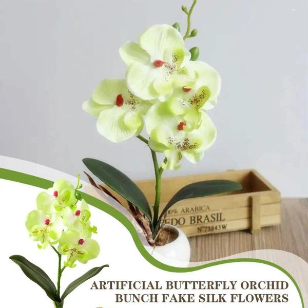 Fleurs décoratives papillon artificiel orchidée grappe fausse ornement de soie simulation jardin de fête décoration de plante maison de bureau