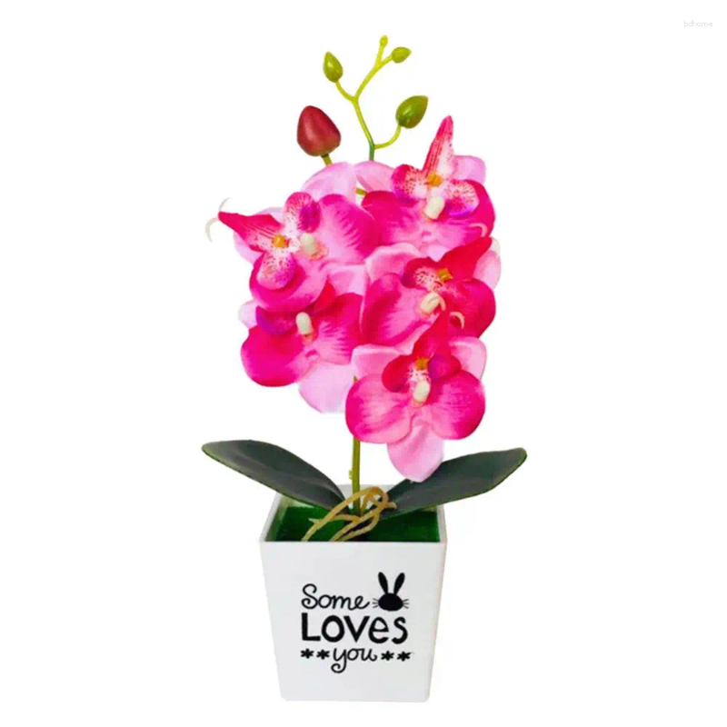Decorative Flowers Artificial Butterfly Orchid Bonsai Fake Flower With Pot Moth Orchids Non-woven Fabrics Plants Weeding Home Room Decor